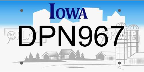DPN967 Iowa License Plate