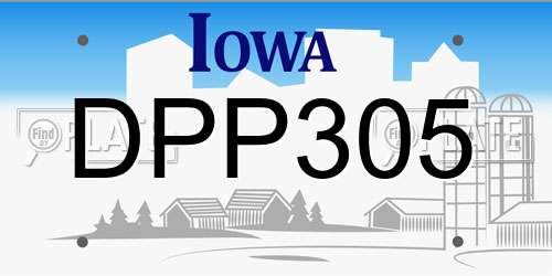 DPP305 Iowa License Plate