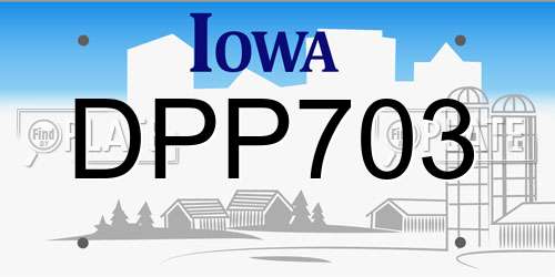 DPP703 Iowa License Plate