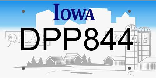 DPP844 Iowa License Plate