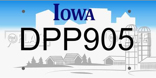 DPP905 Iowa License Plate