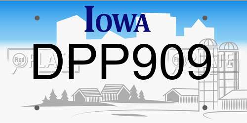 DPP909 Iowa License Plate