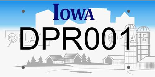 DPR001 Iowa License Plate