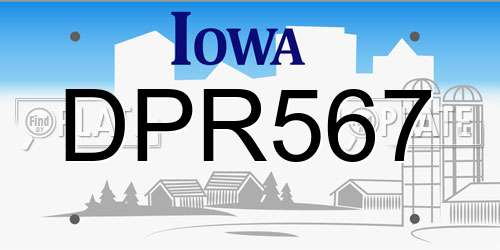 DPR567 Iowa License Plate