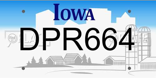 DPR664 Iowa License Plate