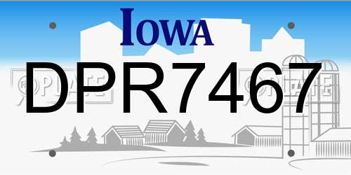 DPR7467 Iowa License Plate