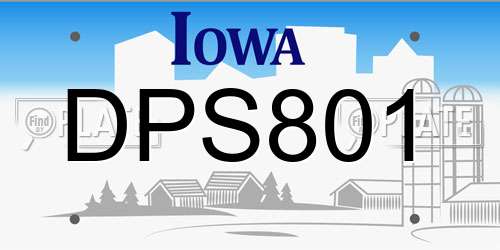 DPS801 Iowa License Plate