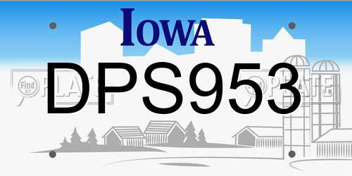 DPS953 Iowa License Plate