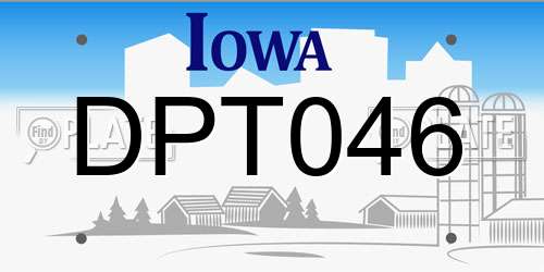 DPT046 Iowa License Plate