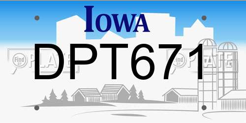 DPT671 Iowa License Plate