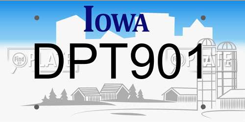 DPT901 Iowa License Plate