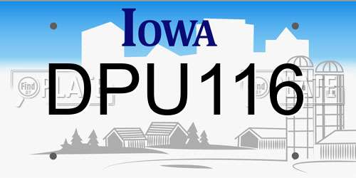 DPU116 Iowa License Plate