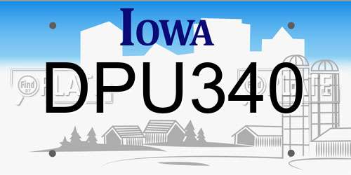 DPU340 Iowa License Plate