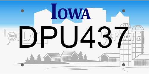 DPU437 Iowa License Plate