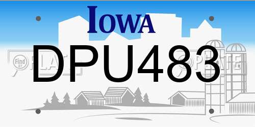 DPU483 Iowa License Plate