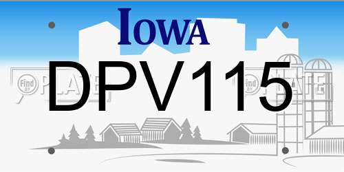 DPV115 Iowa License Plate