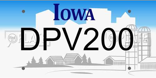 DPV200 Iowa License Plate