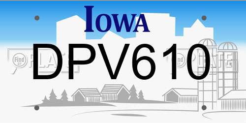 DPV610 Iowa License Plate