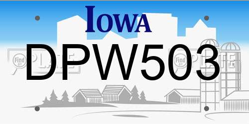 DPW503 Iowa License Plate