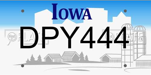 DPY444 Iowa License Plate