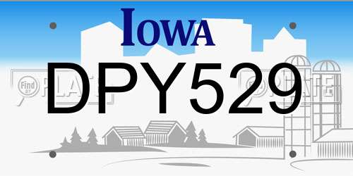 DPY529 Iowa License Plate