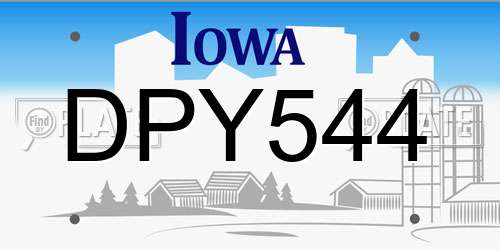 DPY544 Iowa License Plate