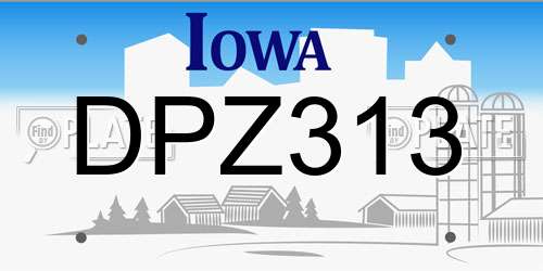 DPZ313 Iowa License Plate