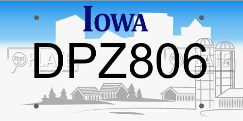 DPZ806 Iowa License Plate