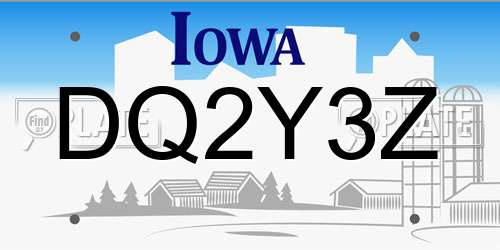 DQ2Y3Z Iowa License Plate