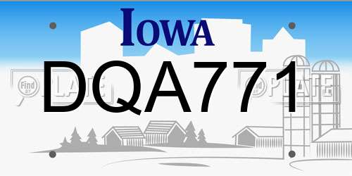 DQA771 Iowa License Plate