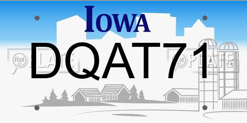 DQAT71 Iowa License Plate