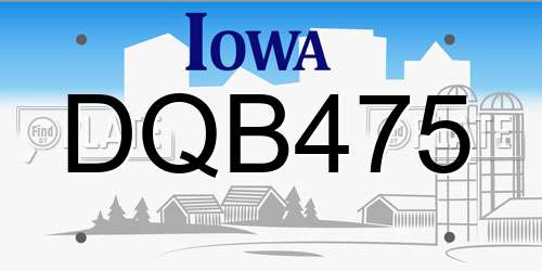 DQB475 Iowa License Plate