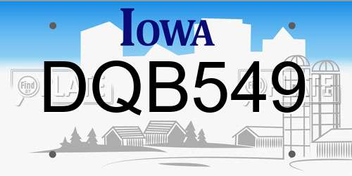 DQB549 Iowa License Plate