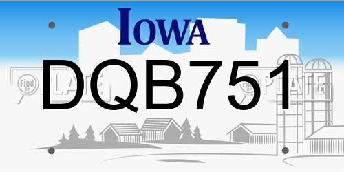 DQB751 Iowa License Plate