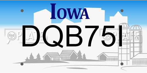 DQB75I Iowa License Plate