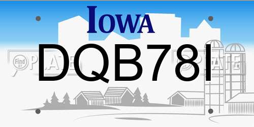 DQB78I Iowa License Plate