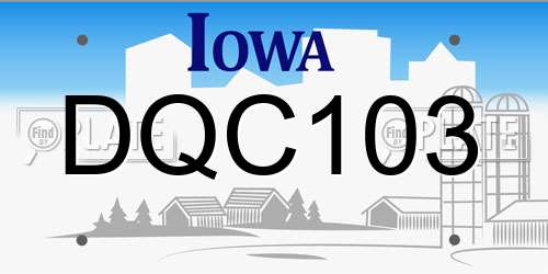DQC103 Iowa License Plate