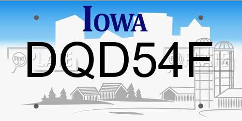 DQD54F Iowa License Plate