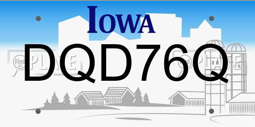 DQD76Q Iowa License Plate