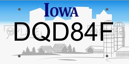 DQD84F Iowa License Plate