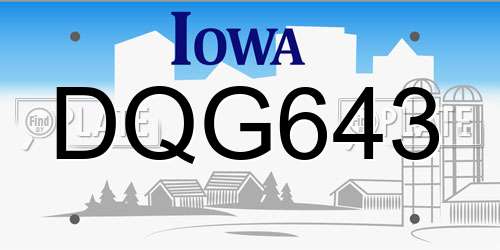 DQG643 Iowa License Plate