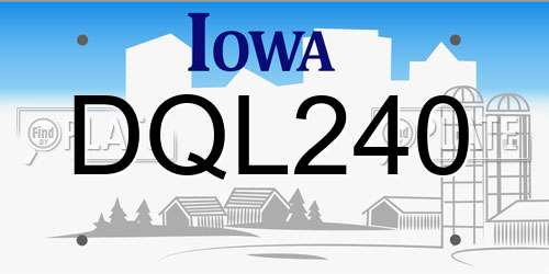 DQL240 Iowa License Plate