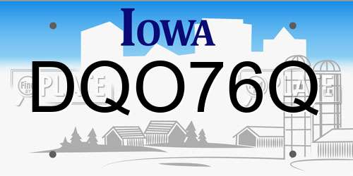 DQO76Q Iowa License Plate