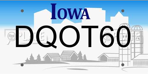 DQOT60 Iowa License Plate