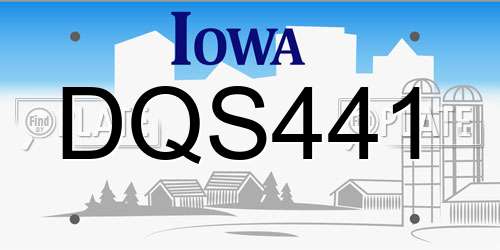 DQS441 Iowa License Plate