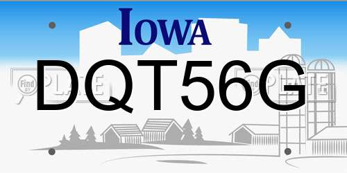 DQT56G Iowa License Plate