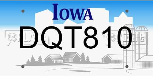 DQT810 Iowa License Plate