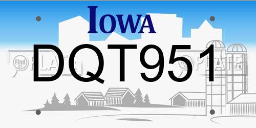 DQT951 Iowa License Plate