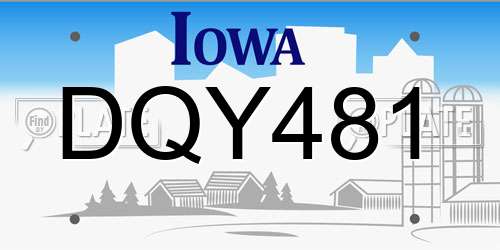 DQY481 Iowa License Plate