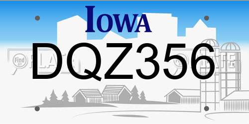 DQZ356 Iowa License Plate